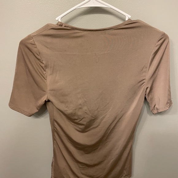 Express Women’s Super Soft Tan Layering Top, Body Contour - Picture 2 of 3